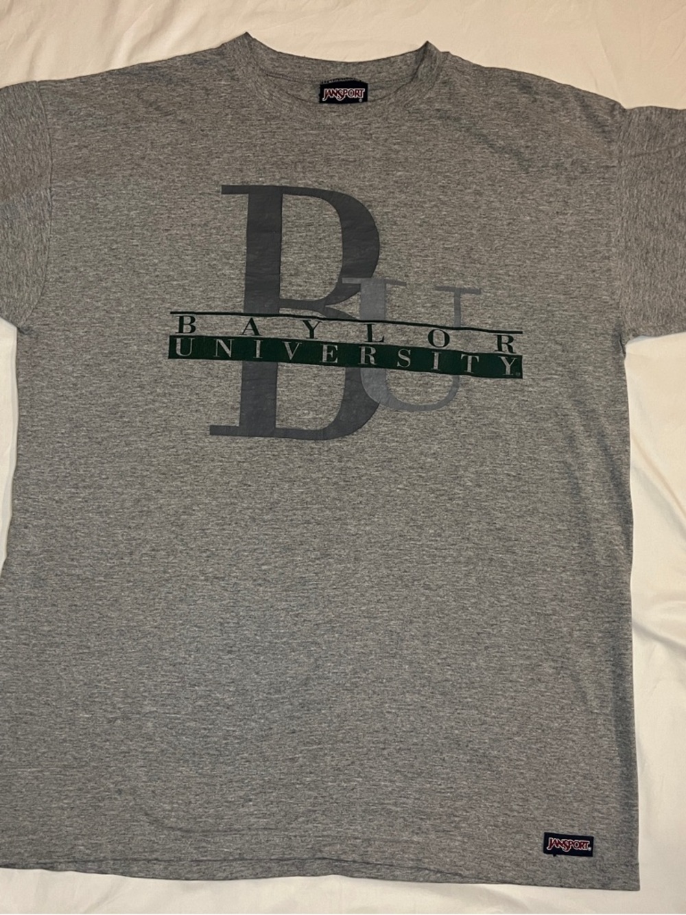 Jansport Gray Baylor University Graphic Tee with Dark Green Accent Vintage